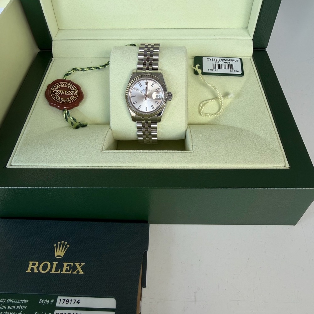 Rolex Women's Watch with Silver and White Dial